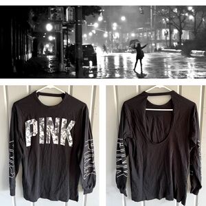 VS PINK Black Open Back Top